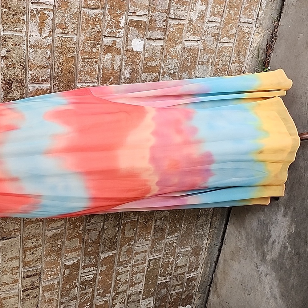 ☀️New! V Cristina Maxi Chiffon Summer Dress, Medium, "Sundance Mauna Loa" - Picture 6 of 8